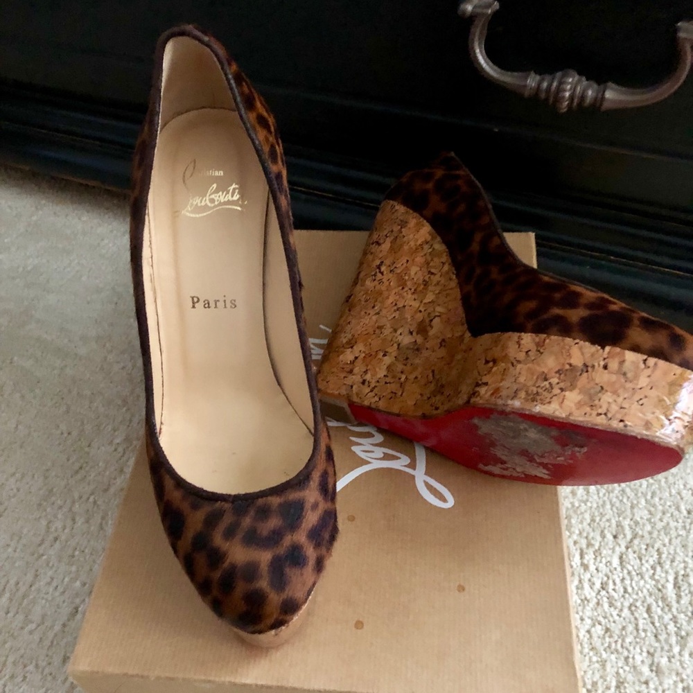 Authentic Christian size 37 pony hair wedge